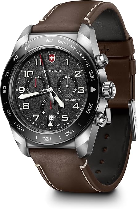 VICTORINOX Swiss Army Wristwatch, Men's, Chronograph, Analog, Waterproof, Quartz, Stainless Steel Case, Stainless Steel Bracelet, Leather, Rubber Strap, Strap Replacement, Branded Gift