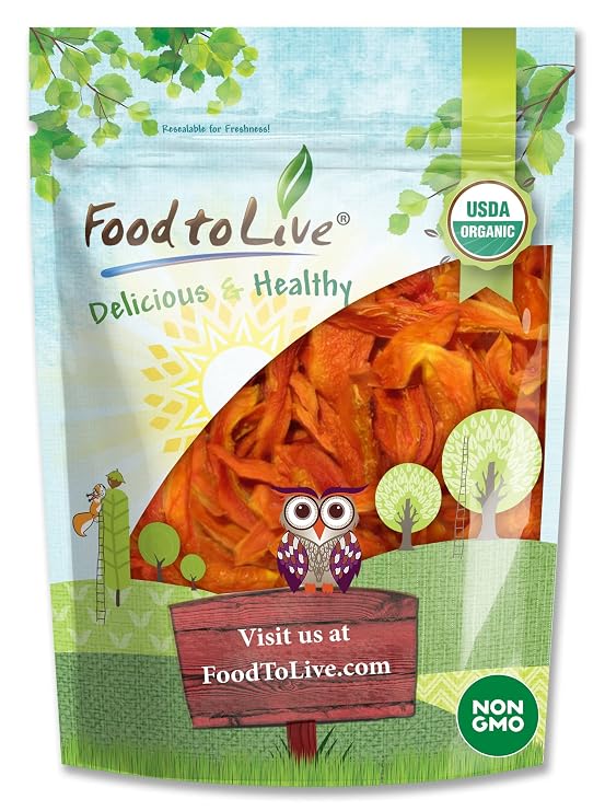 Food to Live Organic Dried Papaya Spears, 8 Ounces Kosher, Unsulfured, Unsweetened, Vegan, Bulk
