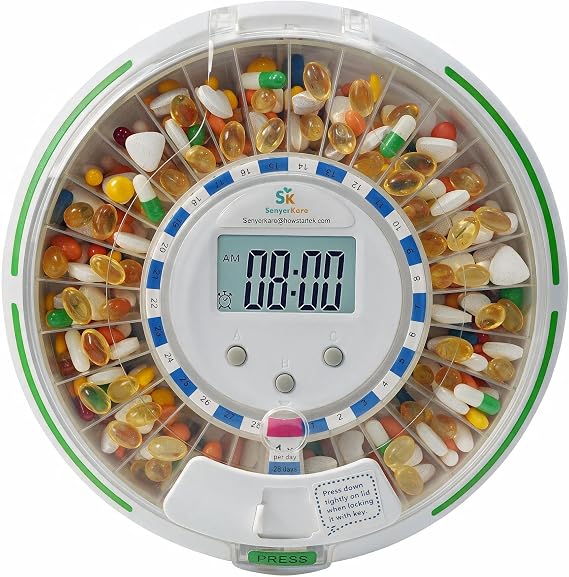 Automatic Pill Dispenser with Safety Lock for Seniors, Dementia