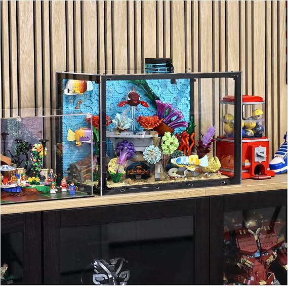 Display Case compatible with LEGO 10366 Tropical Aquarium – Minimalist - (Top Panel With Cut-Out)