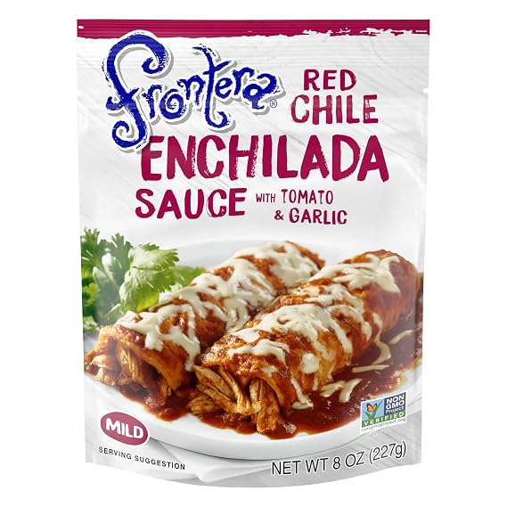 Frontera Red Chile Mild Enchilada Sauce with Roasted Tomato and Garlic, Mexican Restaurant-Inspired Sauce for Enchiladas and Savory Dishes, 8 oz
