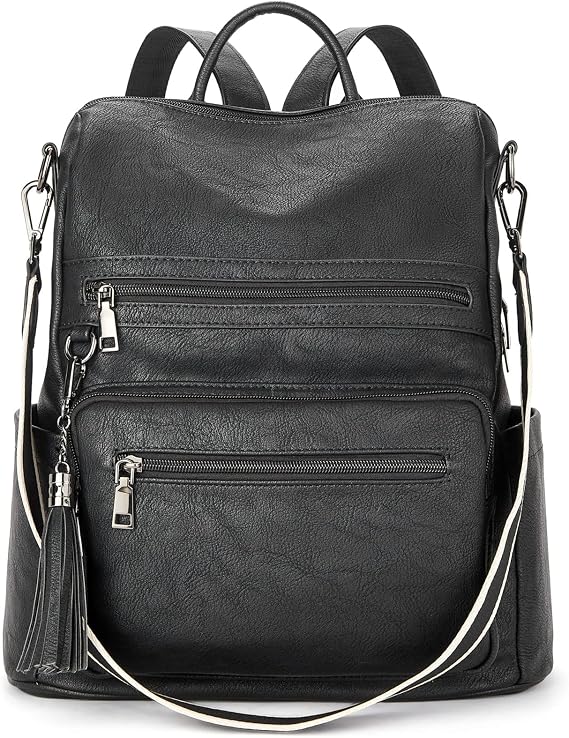 Telena Womens Backpack Purse Vegan Leather Large Travel College Shoulder Bag with Tassel