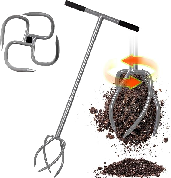 Walensee Twist Tiller with Large Steel Claw for Garden Soil Loosening | Manual Hand Tiller Cultivator, Large Steel Claw, Long Handle Lawn Aerator, Loosens Garden Soil, For Plant Boxes & Flower Beds