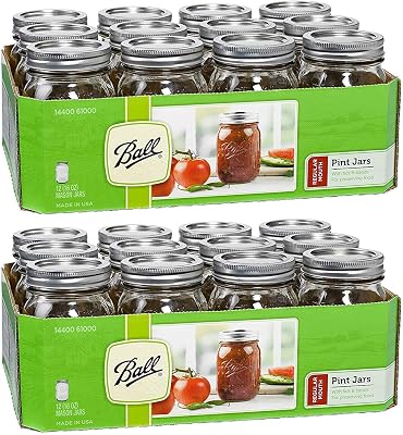 Ball Mason Regular Mouth Quart Jars with Lids and Bands, Set of 12 Pack of 2
