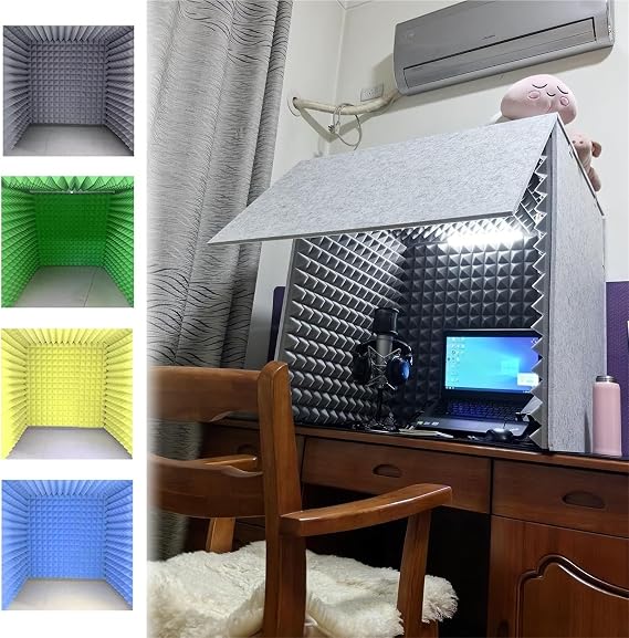 Portable Recording Booth, Portable Vocal Recording Booth, Microphone Isolation Shield Box for Home Work,(Blue)