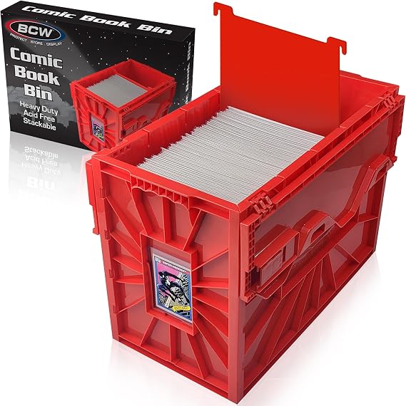 BCW Short Comic Book Bin, Holds 150 Comics Each, Red, 1 Pack