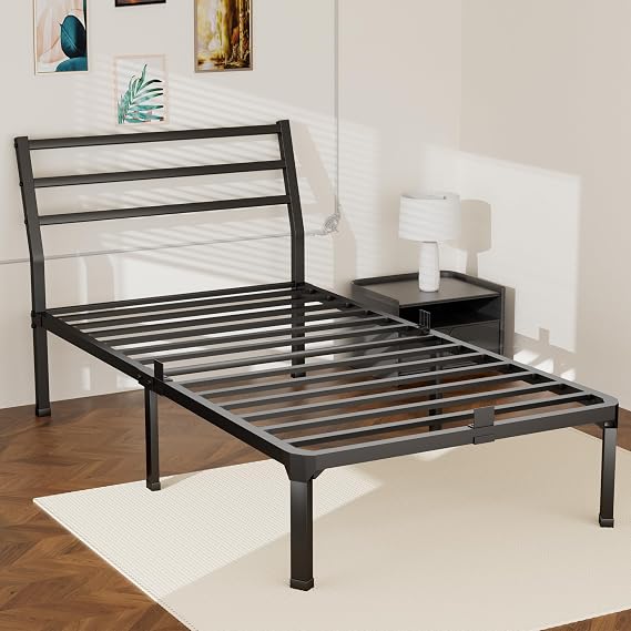 ROIL 14 Inch Twin Bed Frame with Headboard & 4 Mattress Baffles