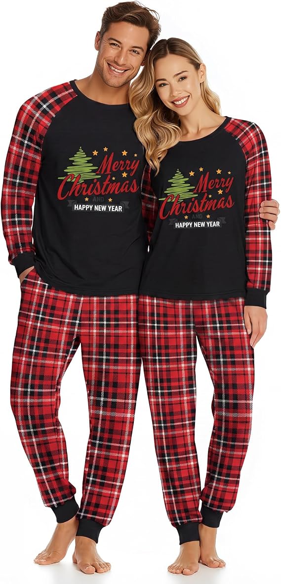 Xaatren Christmas Pajamas for Couples Matching Sets