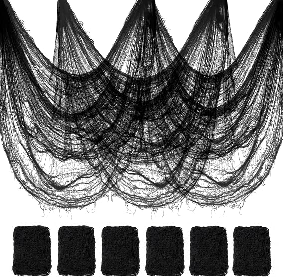 Halatool 6 Pcs Creepy Cloth, 30 x 72 Inch Black Cheesecloth Halloween Decor