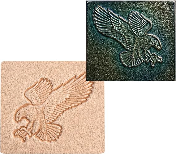 Tandy Leather Craftool 3D Stamp Attack Eagle Design - Detailed Eagle Leather Stamp Tool for Tooling and Custom Leathercraft Designs - Decorative Stamp for Wallets, Belts, Bags