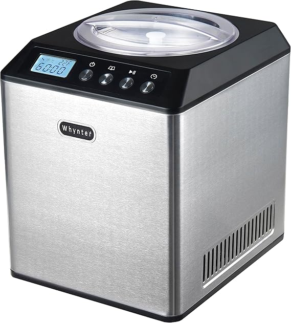 Whynter Ice Cream Maker Machine Automatic 2.1 Qt. Upright with Built-in Compressor, LCD Digital Display & Timer, No Pre-Freezing, ICM-201SB, Stainless Steel