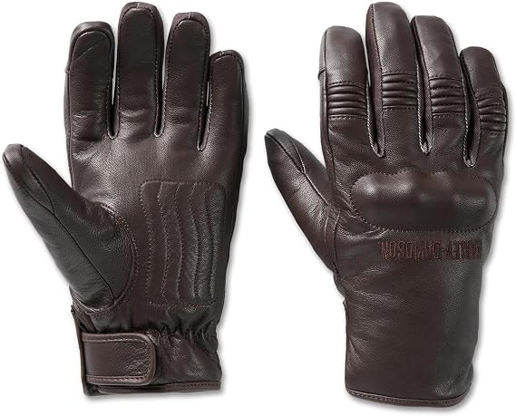 Harley-Davidson Men's Waterproof Leather Motorcycle Gloves, Brown Leather - 97117-24VM
