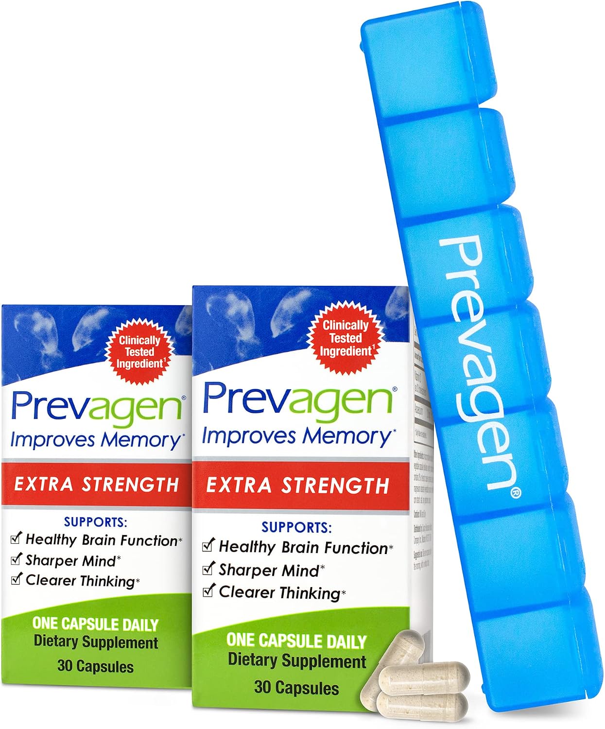 Prevagen Extra Strength - 90 Capsules (3 Month Supply) | Formulated for Your Brain | 20mg of Apoaequorin Plus Vitamin D3 with 7-Day Pill Minder