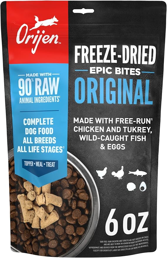 ORIJEN Epic Bites Freeze-Dried Dry Dog Food Original Recipe 6oz Bag