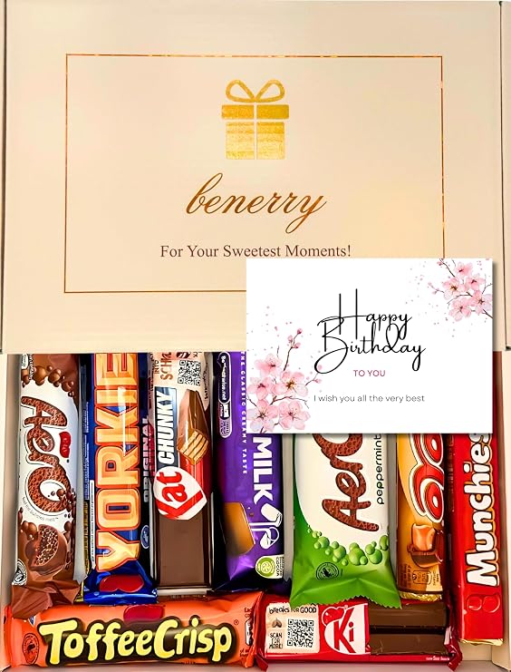 Benerry Chocolate Gift Box Hamper - 9 Treats Birthday Gift - Assorted Sweet Box of Chocolates