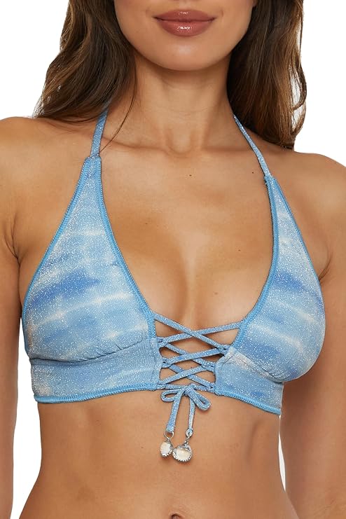 BECCA Women's Washed Away Halter Bikini Top, Adjustable, Swimwear Separates for Women
