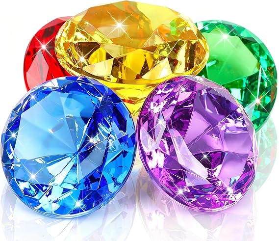 5pcs Extra Large Diving Gems, 60mm Large Diamond, Acrylic Gemstones, Colorful Pirate Treasure for Boys Girls Underwater Gemstone Swimming Training Gift Water Fun