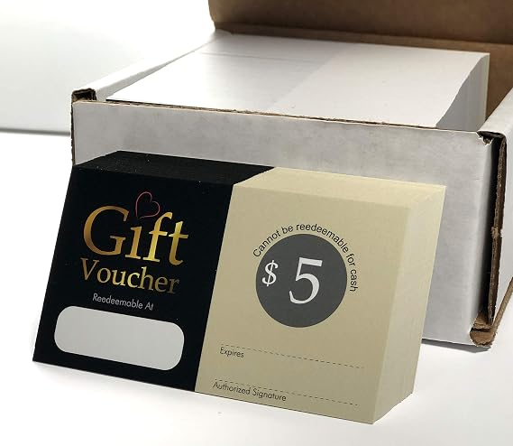 Coupon Cards, ($5) Gift Certificate Cards Vouchers for small business - Beauty Makeup Hair Nail Salon, Barber shop, Restaurant, Car Wash Center, Holiday, Christmas (100 pcs)
