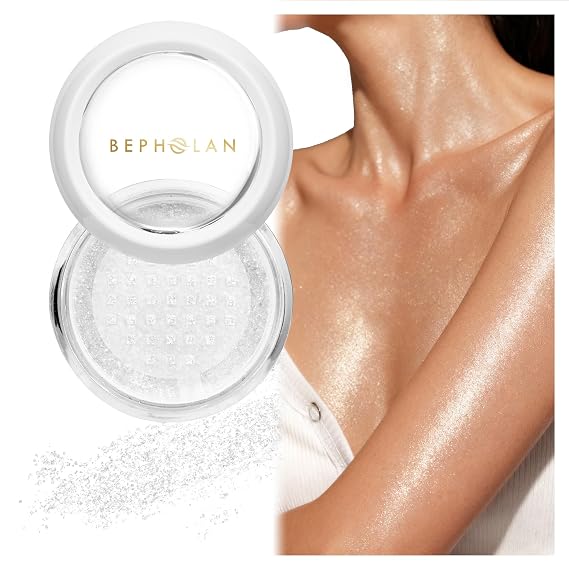 BEPHOLAN Highlighter Powder,High Gloss Glitter,Sparkling Powder Makeup for Face and Body - High-Pigment Shimmer Makeup, Long-Lasting & Buildable(Starlight Mist 10g)
