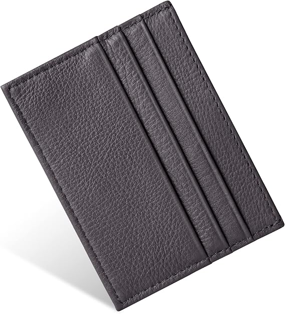 URAQT Credit Card Holder Wallet, RFID Blocking Leather Ultra Slim Wallet, Thin Minimalist Credit Card Case Card Protector, Front Pocket Wallets for Men, Women - 6 Card Slots and 1 Pockets (Dark Brown)
