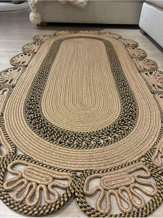 Matrix Jüt Kilim, Paspas, Mutfak Halısı, Banyo Paspası, Kilim, Halı, Oturma Odası Halısı HasırSiyahKırçıllı 80 x 300