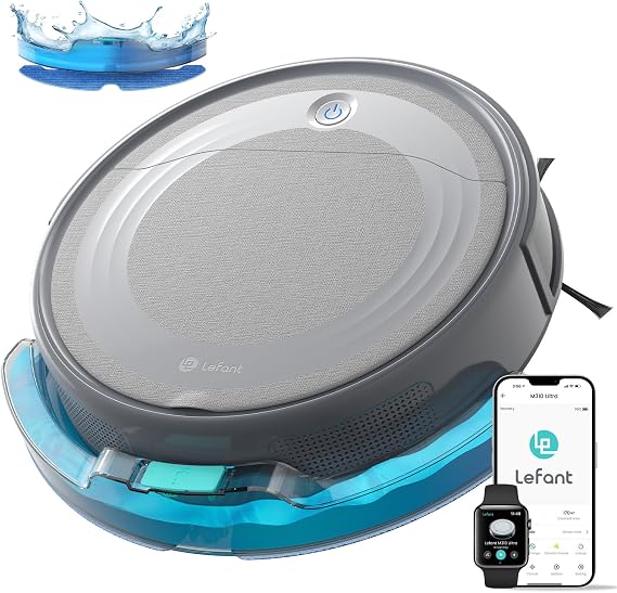 Lefant M310 Ultra Robot Vacuum and Mop, 6000Pa Suction-Slim Robotic Cleaner, Accurate Obstacle Avoidance, WiFi/App/Alexa Control, 170min Runtime, with ToF LiDAR Navigation for Pet Hair and Home