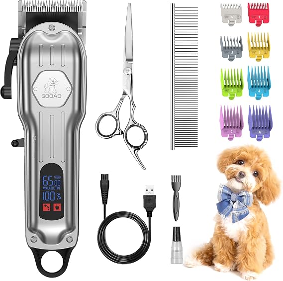 Dog Cordless Grooming Kit Low Noise for Heavy Thick Hair&Coats