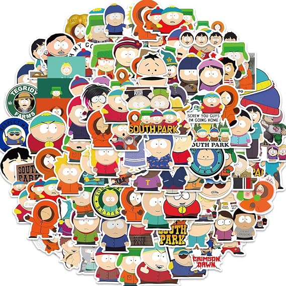 Sanmatic 100pcs Southpark Stickers for Suitcase Skateboard Laptop Computer Water Bottles Car Teens Boys Girls Decal