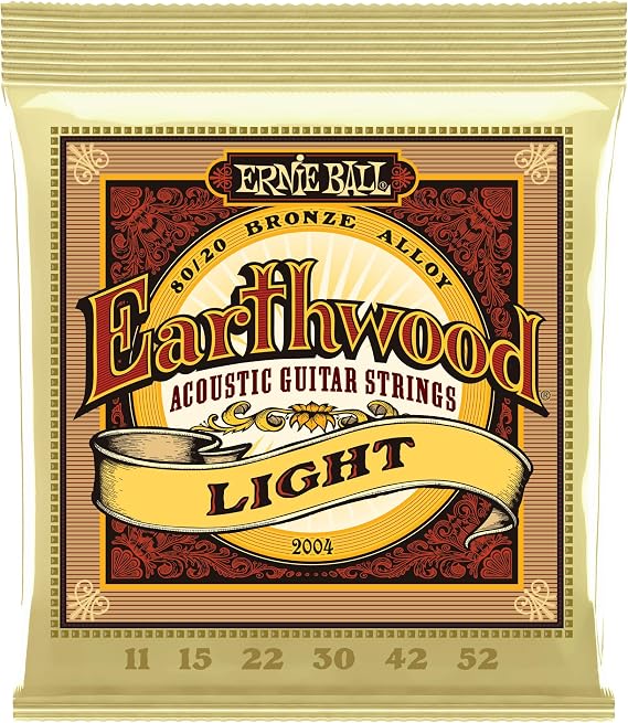 Ernie Ball Earthwood Light 80/20 Bronze Acoustic Guitar Strings, 11-52 Gauge (P02004)