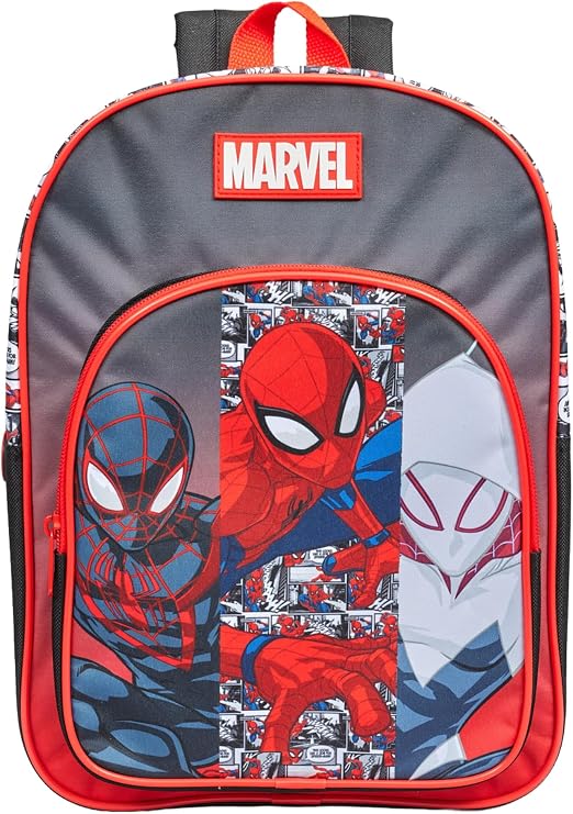 Marvel Spiderman Travel Backpack for Boys – Kids School Bag with Front Pocket – Childrens Black Superhero Sports Bags