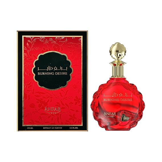 Anfar Burning Desire - Women Perfume - Opens with Floral and Fruity Notes of Rose, Orange Blossom, Pear, and Black Currant - Long-Lasting - 3.4 oz