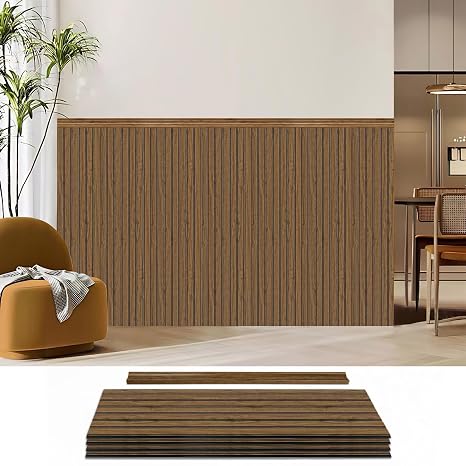 Art3d Beadboard Wainscoting Wall Panel Kit for Wall, 37.8 x 9.84 Inch, Teak
