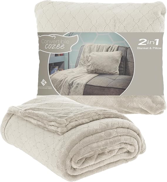 Outrageously Soft Cozee 2-in-1 Blanket & Pillow, 60 x 70 in, Ivory