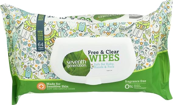 Seventh Generation Free and Clear Wipes Unscented - 64 Wipes