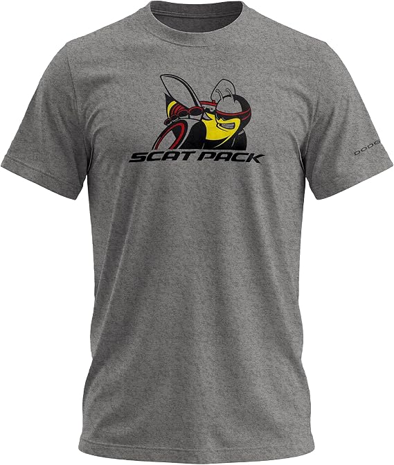 Dodge Scat Pack T-Shirt Officially Licensed Apparel Grey Triblend Soft Tee with Dodge Logo Sleeve Print