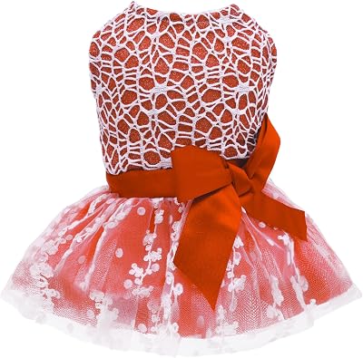 CuteBone Dog Christmas Dress Girl Puppy Birthday Skirt Tutu Cat Wedding Outfit Pet Party Clothes for Small Dogs Costume DD09S