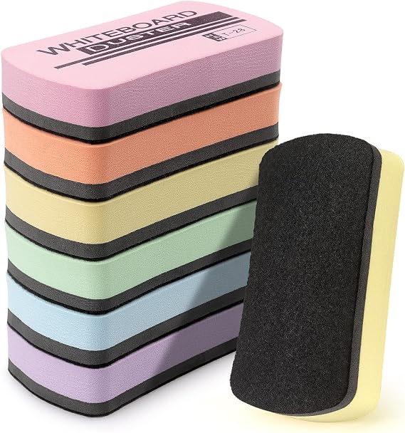 Tamaki 6 Pack Magnetic Dry Eraser Erasers, 4.2'' x 2.2'', Pastel Color