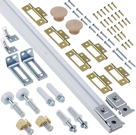 Bifold Door Hardware Kit, 48-Inch Bi-fold Closet Door Track Kit Bifold Closet Door Hardware Kit Folding Door Hardware Repair Replacement Tool Kit