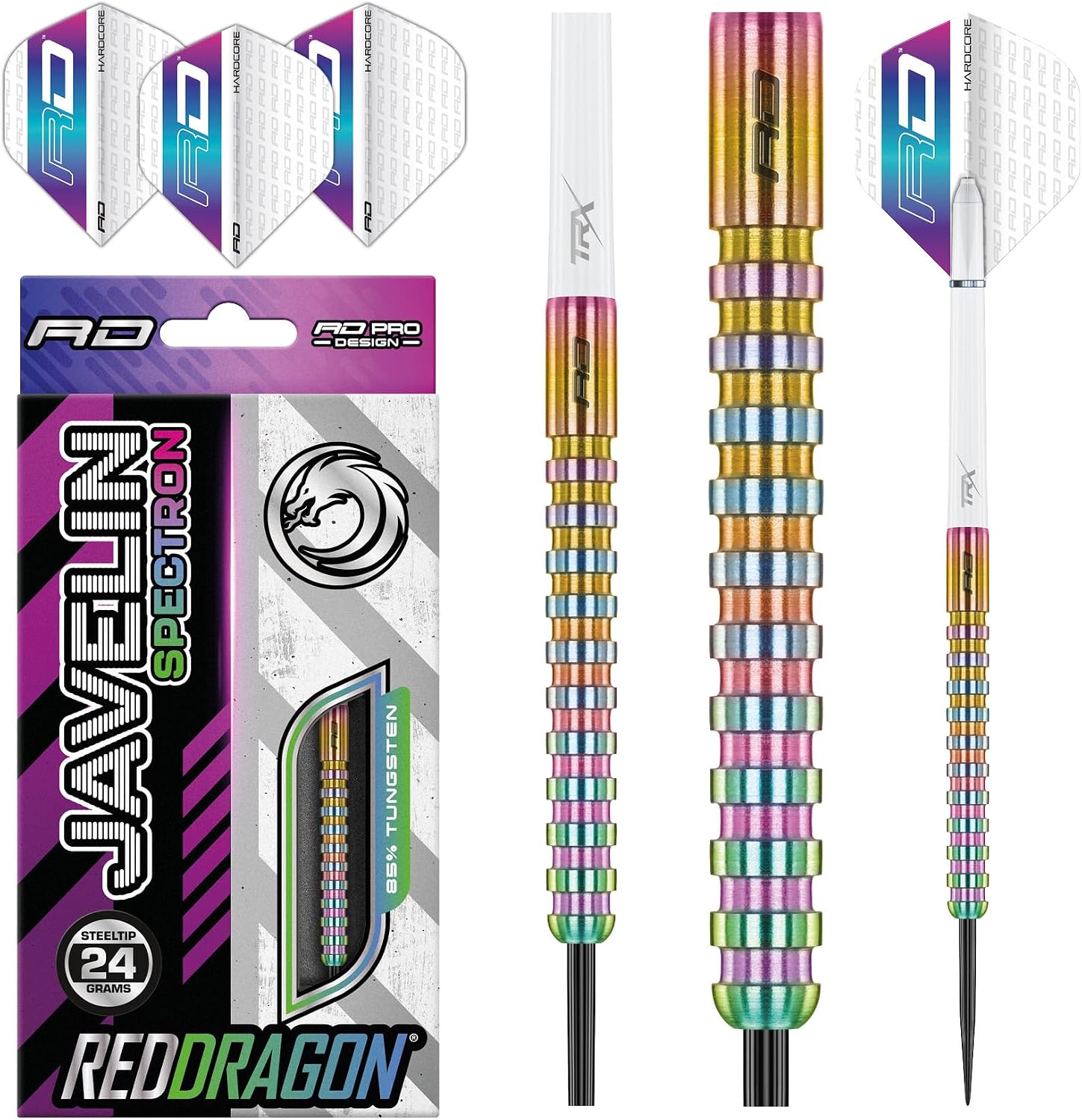 RED DRAGON Javelin Series Premium Tungsten Steeltip Darts Set with Flights and Stems