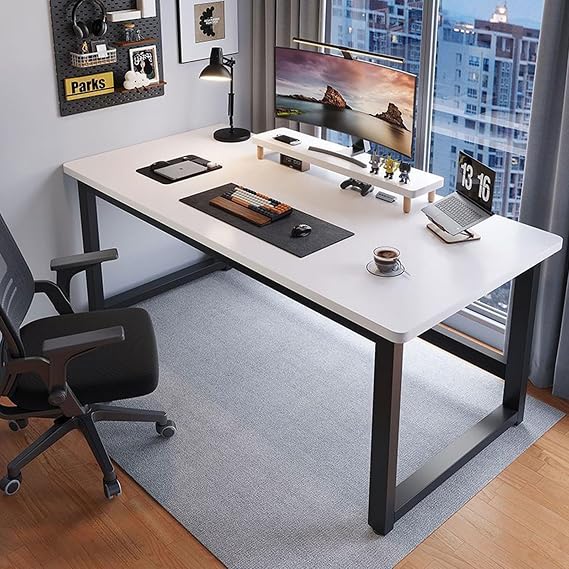 Home Office Computer Desk,Writing Study Work Table PC Laptop Desk,Modern Simple Gaming Working Table,Ideal for Study,Writing,Dining,Easy Assembly(White,140 * 50cm/55 * 20in)
