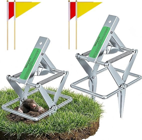 2 Pack Mole Traps that Kill Best, Vole Traps Outdoor Use Scissor for Lawns
