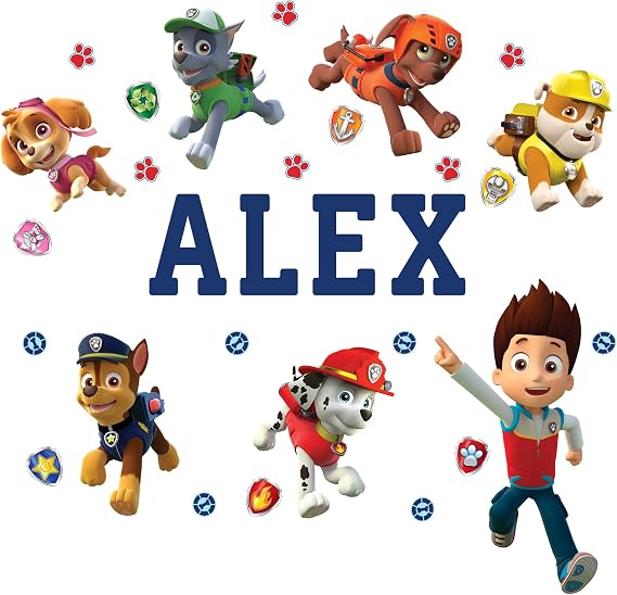 Oliver's Labels Premium Personalized Life Sized Wall Decal for Kids Room Decor - Peel & Stick, Removable (PAW PatrolTM)