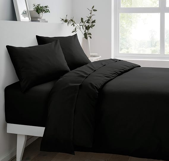 Sleepdown Polycotton Fitted Sheet Black, Super King