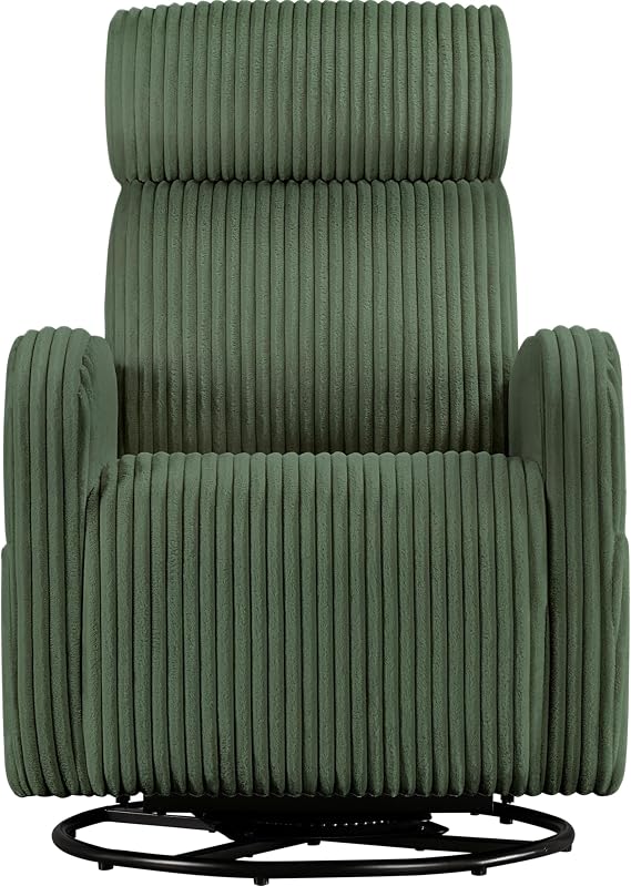 Topeakmart Corduroy Swivel Nursery Glider Chair, High Back, Dark Green