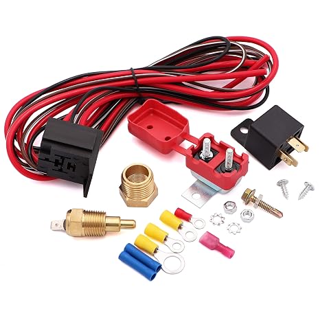 Electric Fan Relay Kit 12V 50 AMP Electric Radiator Cooling Waterproof Fan Relay Kit with Thermostat Control Switch 185 On 175 Off Upgrade