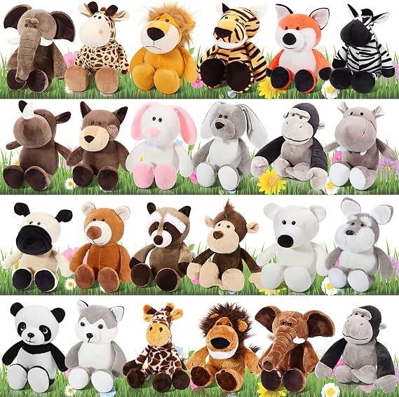 Lenwen 24 Pcs Safari Stuffed Animals Bulk, 10 Inch