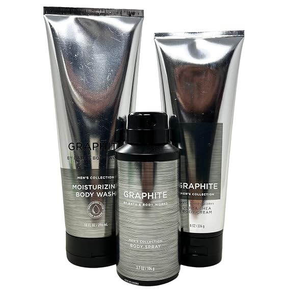 , Gift Set Graphite For Men - Moisturizing Body Wash - Body Cream And Deodorizing Body Spray- Full Size