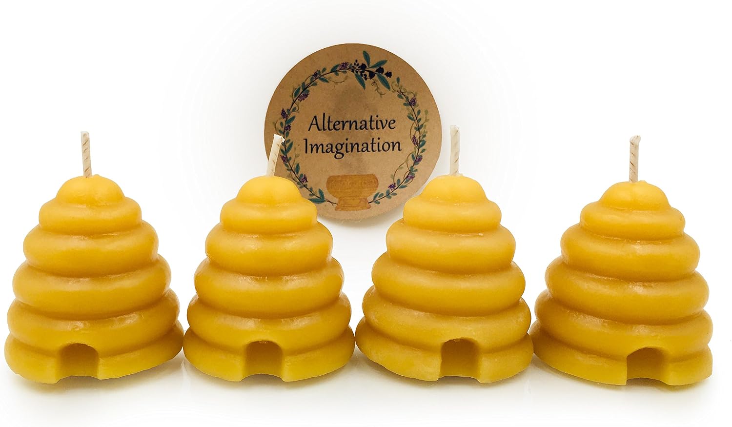 Pure Beeswax Beehive Candle Set - Shaped Votive Candles with a Natural, Light Honey Scent - Eco Friendly Home Decor, Gifts, Favors - Hand Poured Pack of 4