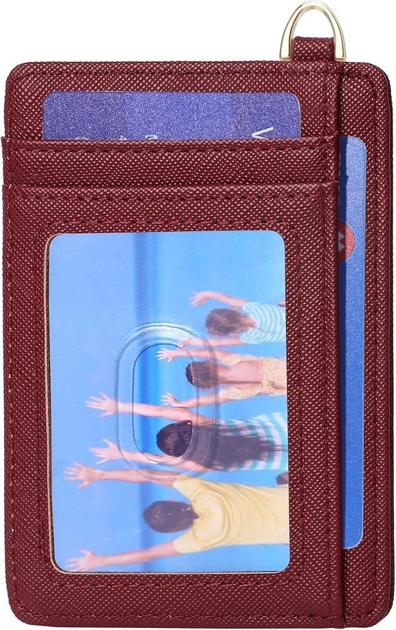 Badiya Credit Card Holder Slim Minimalist Wallet, Front Pocket Purse RFID Blocking Wallet Compact Card Case with ID Window for Women & Men