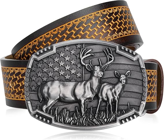 Western Cowboy Leather Belt for Men Women Cowgirl, Mens Buckle Belt for Jeans, Country Belt, Men's Gifts